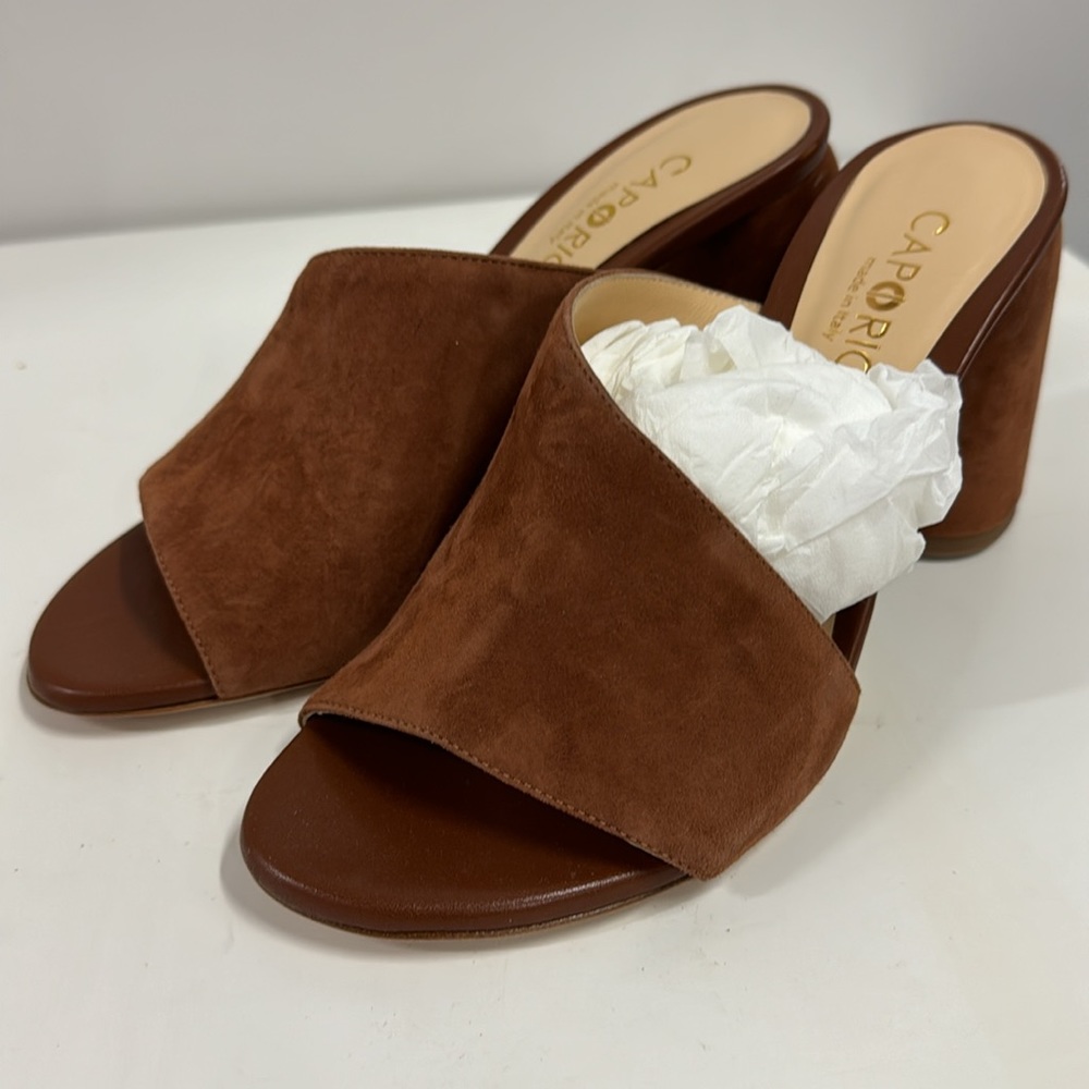 Caporicci suede, calf skin mule.